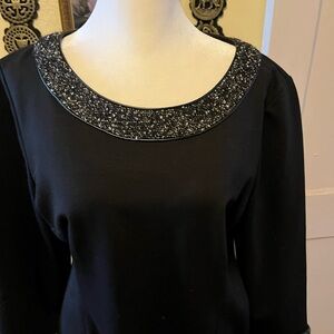 Talbots Black Dress with Sparkling Collar